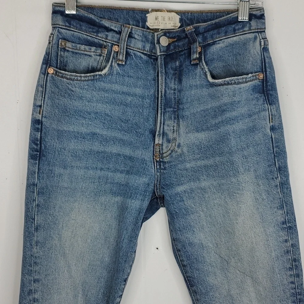 We The Free Skinny Jeans Ripped Knee Raw Hem High Rise Ankle Button Fly Women 26
